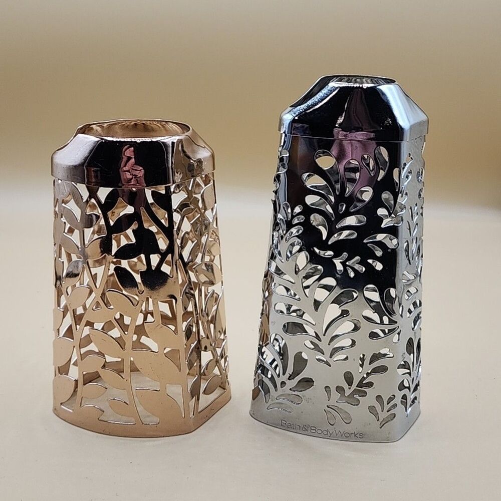 Bath & Body Works Soap Dispenser Sleeves Covers Set of 2 Metal Laser Cut Floral